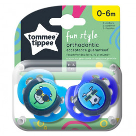 Tommee Tippee Orthodontic pacifiers FUN STYLE 0-6m 2 pcs TT.0083