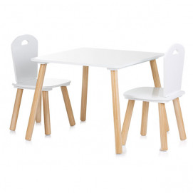 Chipolino Set wooden table with 2 chairs MDF (2-6 years) White