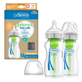 Dr.Brown's Set glass bottles WIDE-NECK Options+ 270ml 2pcs