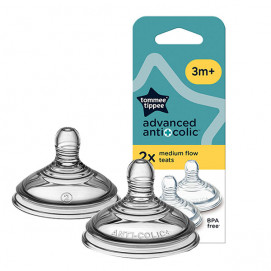Tommee Tippee Anti-Colic+ Feeding Teat Medium Flow - 2 drops 3m+ 2 pcs TT.0007