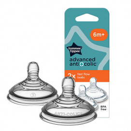 Tommee Tippee Anti-Colic+ Feeding Teat Fast Flow - 3 drops 6m+ 2 pcs TT.0008