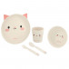 Bamboo feeding set 5 parts CAT Pink