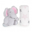 Cangaroo Baby blanket 75 x 90 cm with Toy 23 cm Elephant Pink from Pakostnik