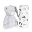 Cangaroo Baby blanket 75 x 90 cm with Toy 23 cm Grey Bear from Pakostnik