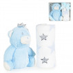 Cangaroo Baby blanket 75 x 90 cm with Toy 23 cm Blue Bear from Pakostnik