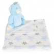 Cangaroo Baby blanket 75 x 90 cm with Toy 23 cm Blue Bear from Pakostnik