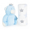 Cangaroo Baby blanket 75 x 90 cm with Toy 23 cm Blue Bear from Pakostnik